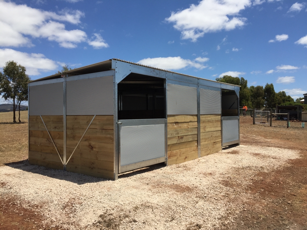 double-stable-outside-doors-1 - Horse Shelters Australia